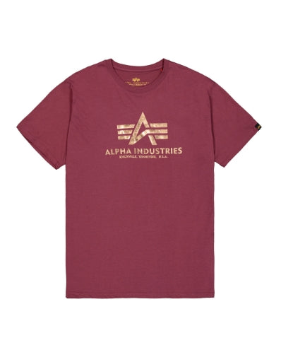 ALPHA INDUSTRIES Basic T-Shirt | Burgundy | Gold