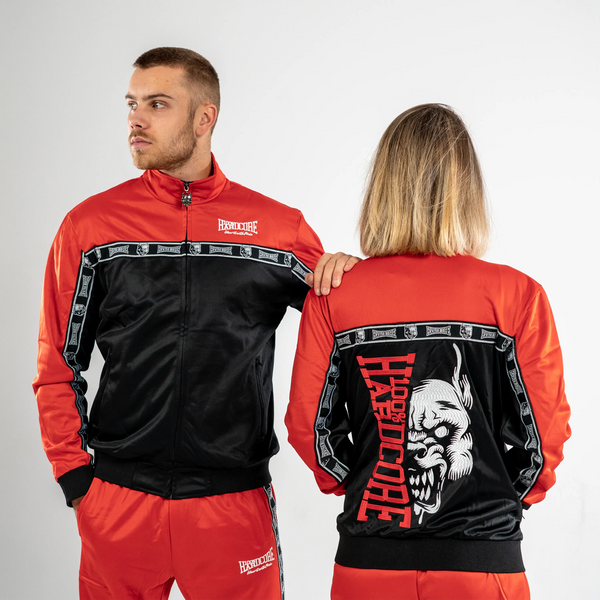 100% HARDCORE Trainingsjacke „Essential“ | Black / Bright Red
