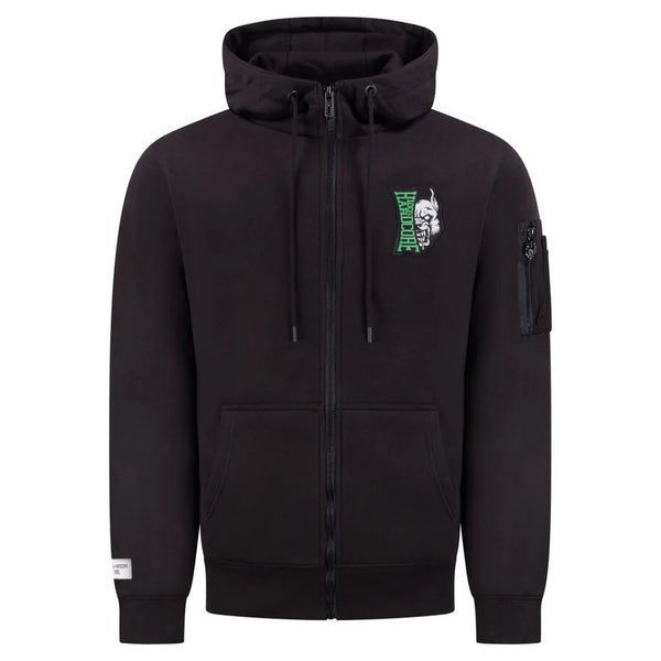 100% HARDCORE Zip Hoody "Vertical" | Black | Green