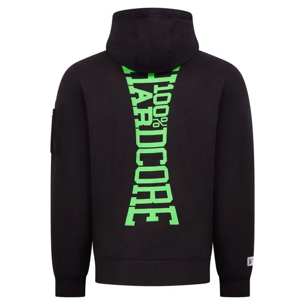 100% HARDCORE Zip Hoody "Vertical" | Black | Green