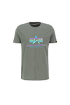 ALPHA INDUSTRIES Basic T-Shirt | Vintage Green / Rainbow Reflective