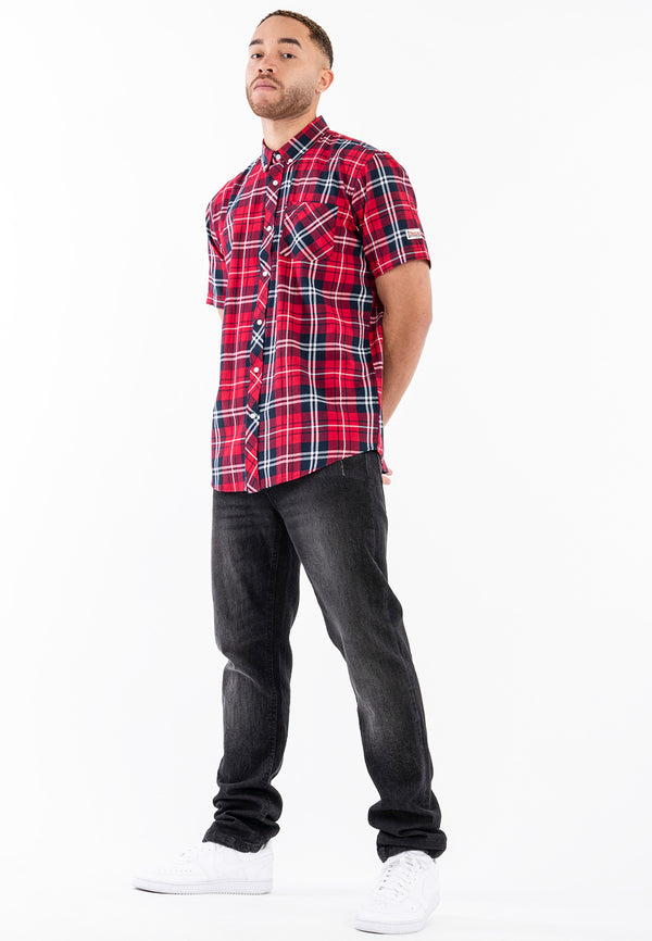 LONSDALE Hemd "Brixworth" | Red / Dark Navy