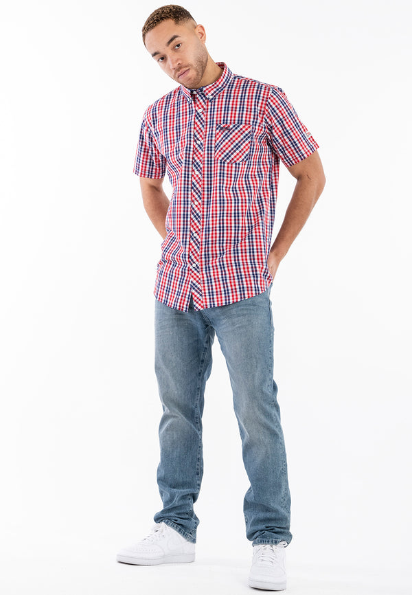 LONSDALE Hemd "Brixworth"| Red / Blue