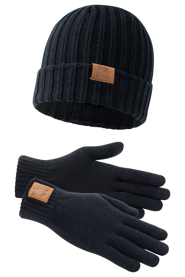 LONSDALE Mütze & Handschuh Set "Deazley" | Black