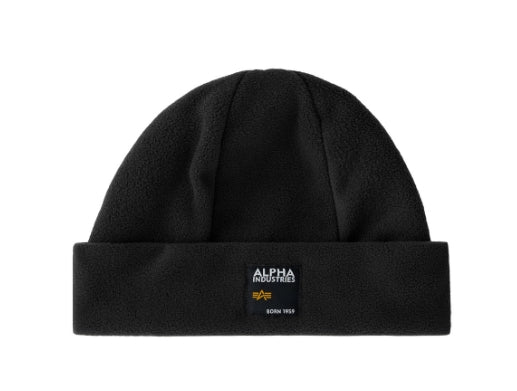 ❌ SALE ❌ ALPHA INDUSTRIES Label Fleece Beanie | Black