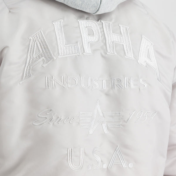 ALPHA INDUSTRIES MA-1 ZH Back EMB | Pastel Grey