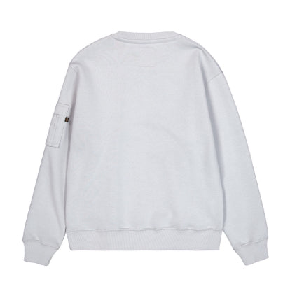 ALPHA INDUSTRIES Satin Logo Sweater | Pastel Grey