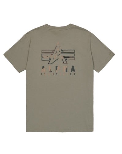 ❌ SALE ❌ ALPHA INDUSTRIES Camo Logo Puff Print BP T-Shirt | Olive