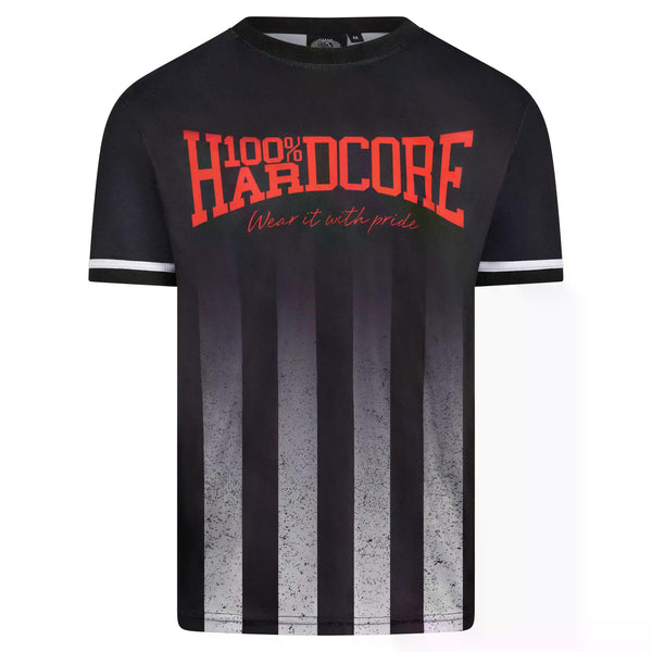 100% HARDCORE Soccer T-Shirt "Striped Distorted" | Black