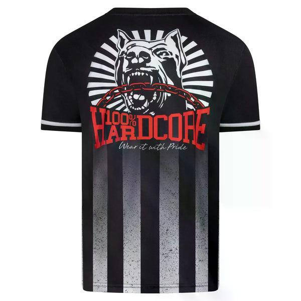 100% HARDCORE Soccer T-Shirt "Striped Distorted" | Black