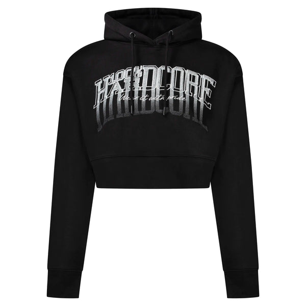 100% HARDCORE Damen Cropped Hoodie "Faded" | Black