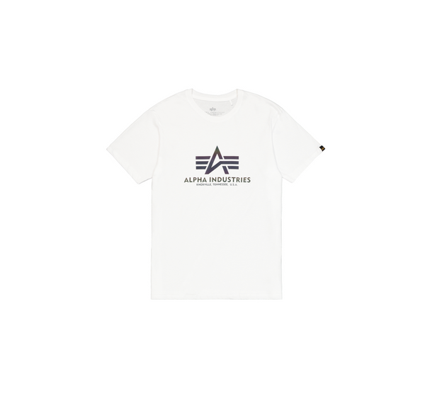 ALPHA INDUSTRIES Basic T-Shirt | White/ Rainbow Reflective