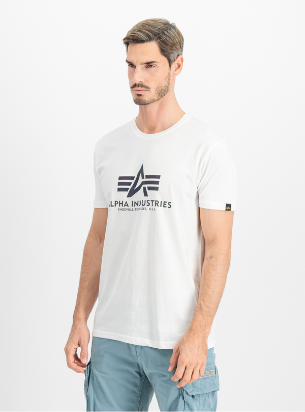 ALPHA INDUSTRIES Basic T-Shirt | White/ Rainbow Reflective