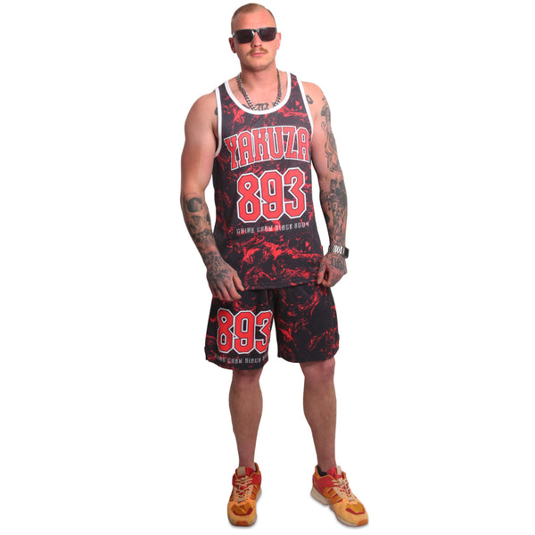 YAKUZA Mesh Tanktop „Varsity“ | Black / Red
