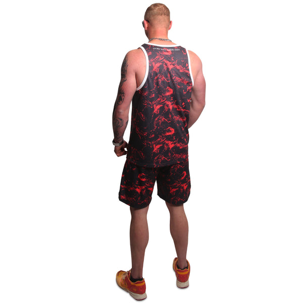 YAKUZA Mesh Tanktop „Varsity“ | Black / Red