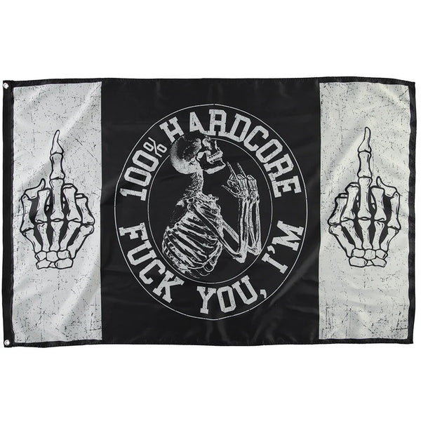 100% HARDCORE Banner "F*ck you, I´m Hardcore" | Schwarz/Weiß