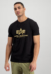 ALPHA INDUSTRIES Basic T Foil Print | Black / Yellow Gold