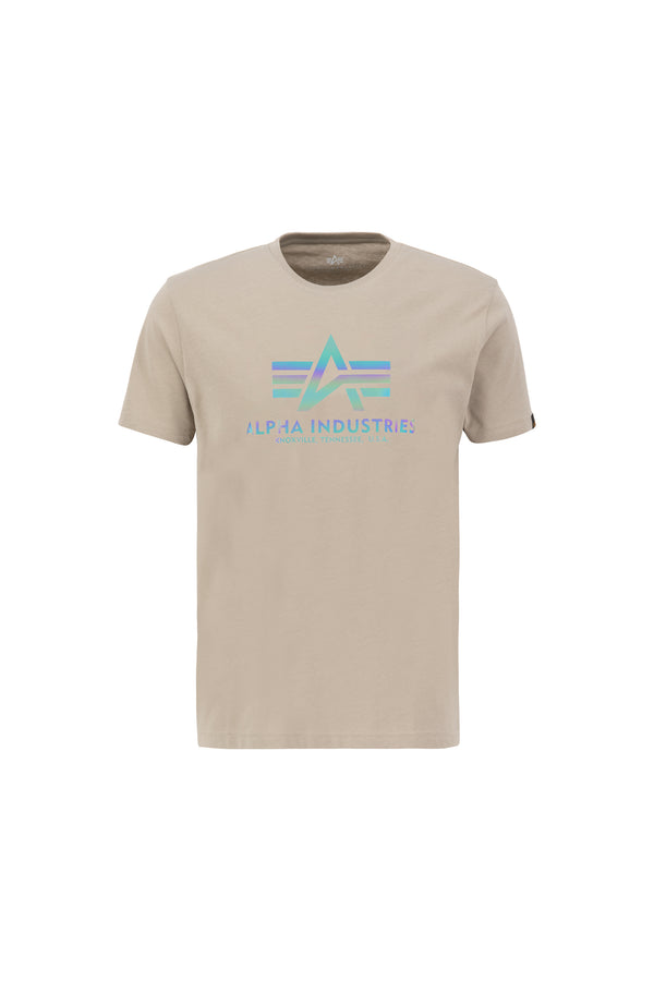 ALPHA INDUSTRIES Basic T-Shirt | Vintage Sand / Rainbow Reflective