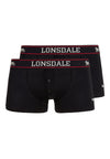 LONSDALE Boxershorts Doublepack "Oakworth" | Black