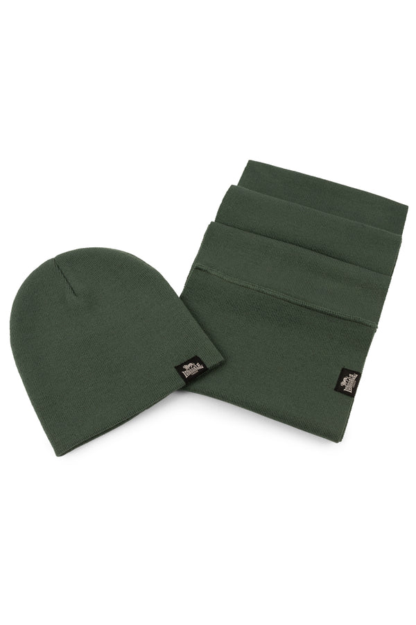 LONSDALE Schal & Mütze Set "Leafield" | Olive