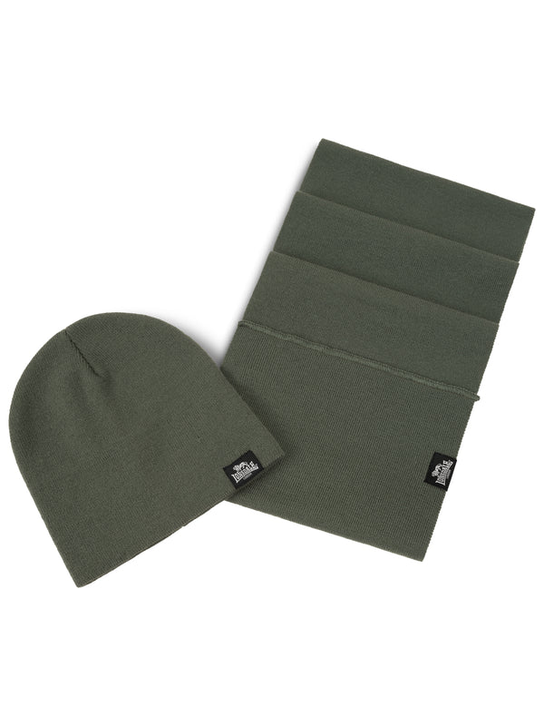 LONSDALE Schal & Mütze Set "Leafield" | Olive