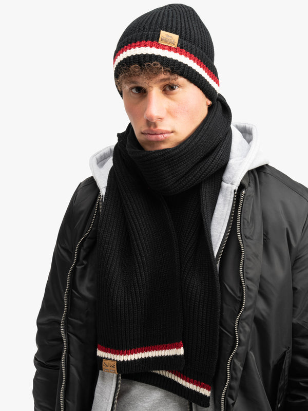 LONSDALE Schal & Mütze Set "Butleight" | Black | Red