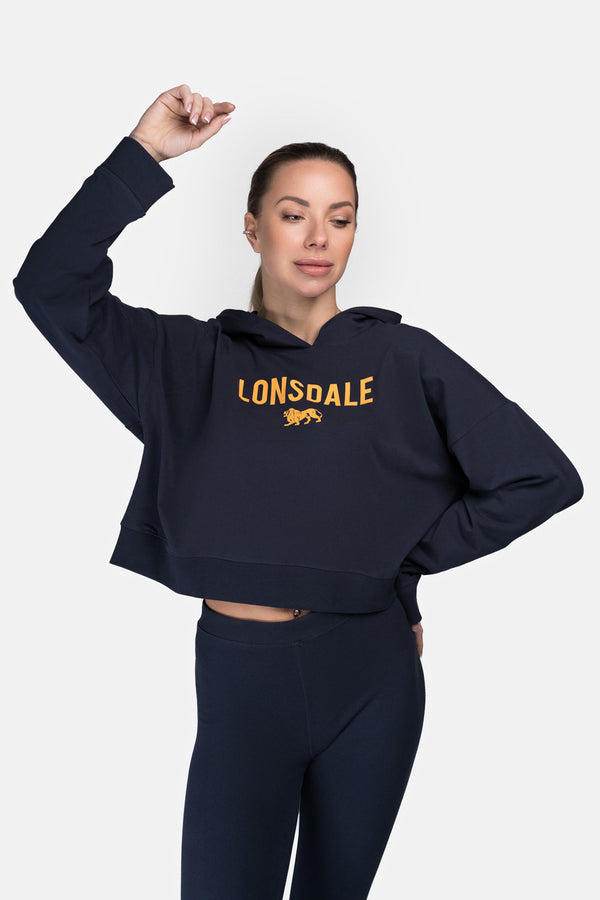 LONSDALE Ladies Hoodie "Queenscliff" | Navy/Orange