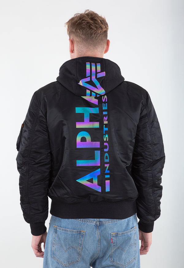ALPHA INDUSTRIES MA-1 ZH Back Print | Black / Rainbow Reflektierter Back Print