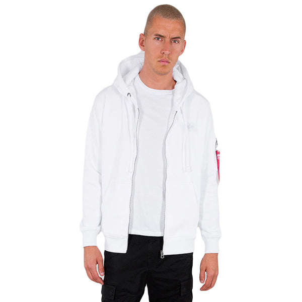 ALPHA INDUSTRIES Back Print Zip Hoody | White