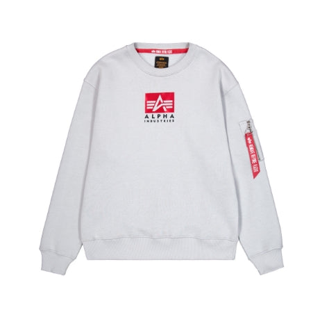 ALPHA INDUSTRIES Satin Logo Sweater | Pastel Grey