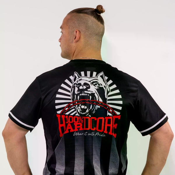 100% HARDCORE Soccer T-Shirt "Striped Distorted" | Black