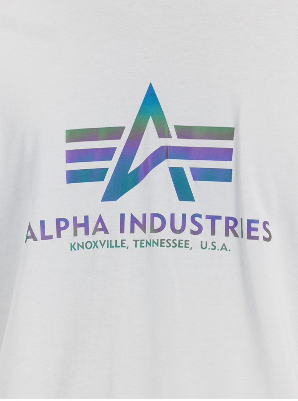 ALPHA INDUSTRIES Basic T-Shirt | Pastel Grey / Rainbow Reflective