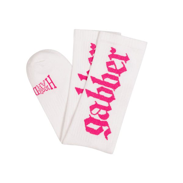 100% HARDCORE Sport Socken "Gabber" | Weiß / Pink