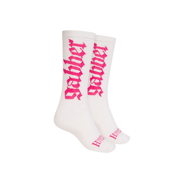 100% HARDCORE Sport Socken "Gabber" | Weiß / Pink